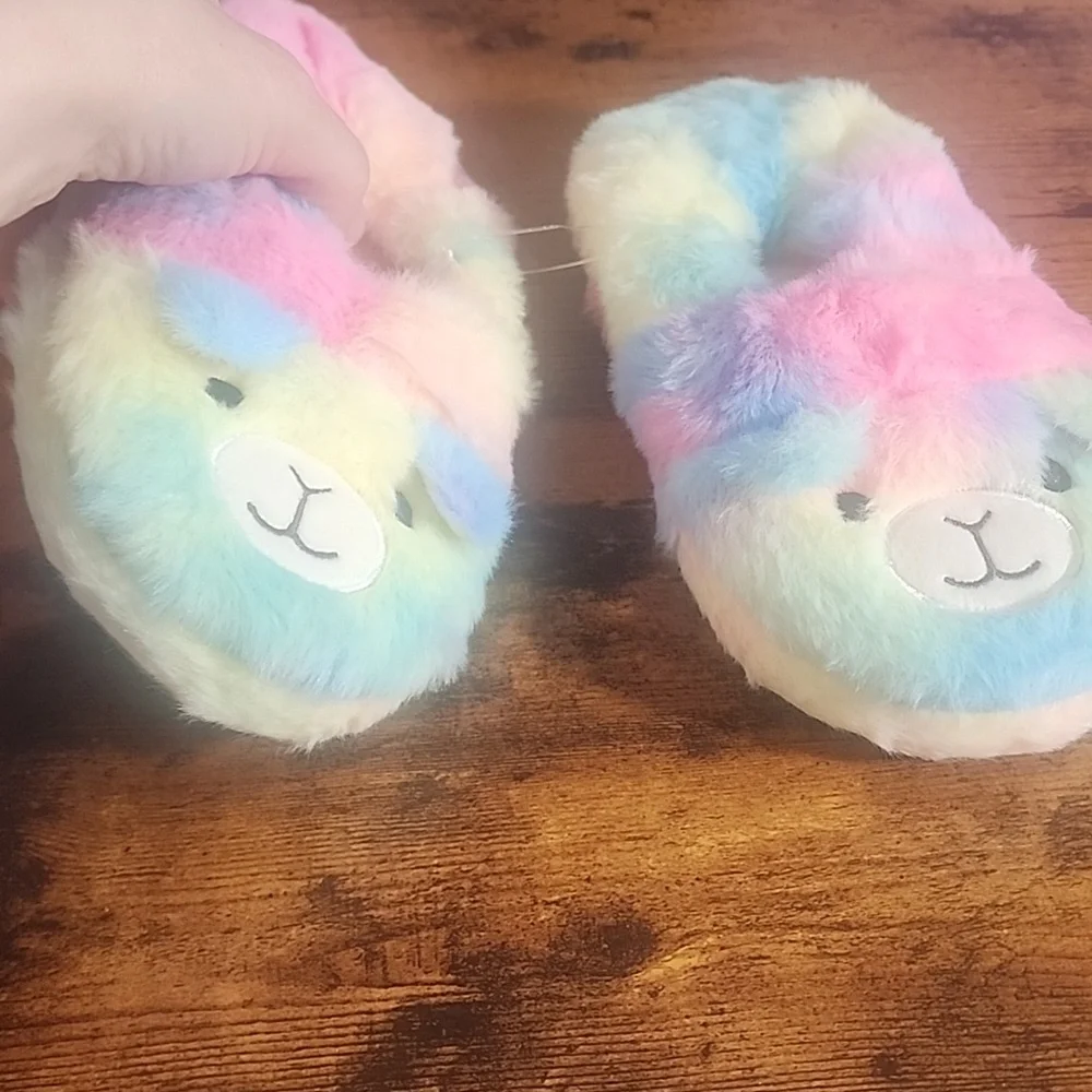Multicolor Kids Unicorn Pattern Indoor Anti-slip Warm Slippers Size Xl 11-12